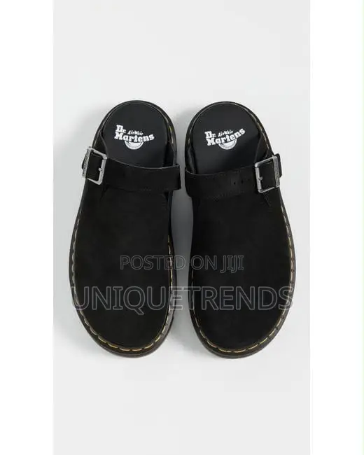 DR. MARTENS ZEBZAG Suede Mules (Black)