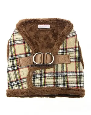 Brown Tartan Dog Harness – Soft Comfortable & Stylish Pet Harness