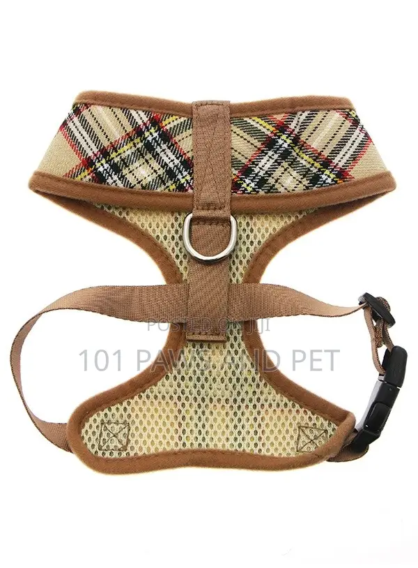 Brown Tartan Dog Harness – Soft Comfortable & Stylish Pet Harness