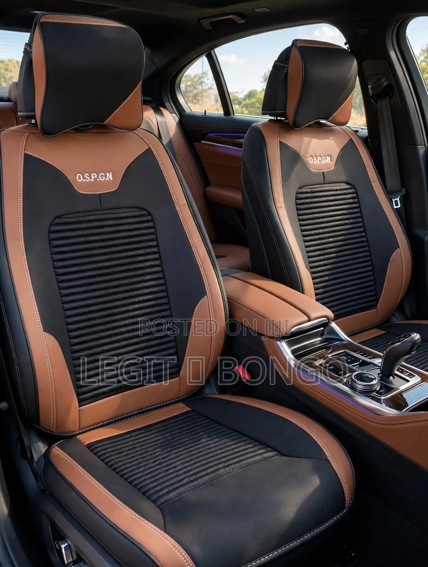 Brown & Black O.S.P.G.N Premium Leather Seat Covers