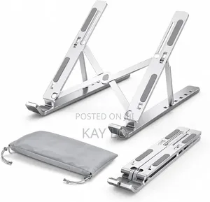 Adjustable Metallic Laptop Stand With Free Pouch
