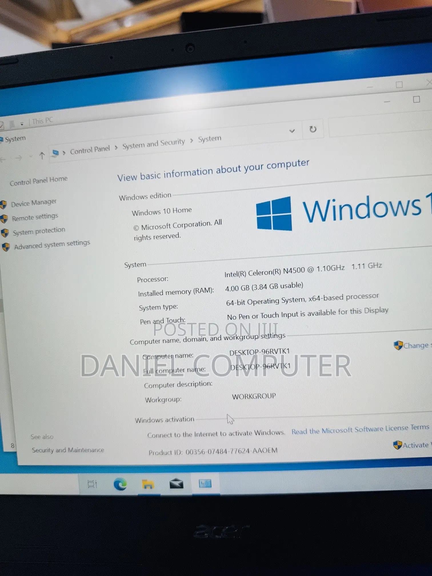 Laptop Acer Aspire A114 31 4GB Intel Celeron SSD 128GB