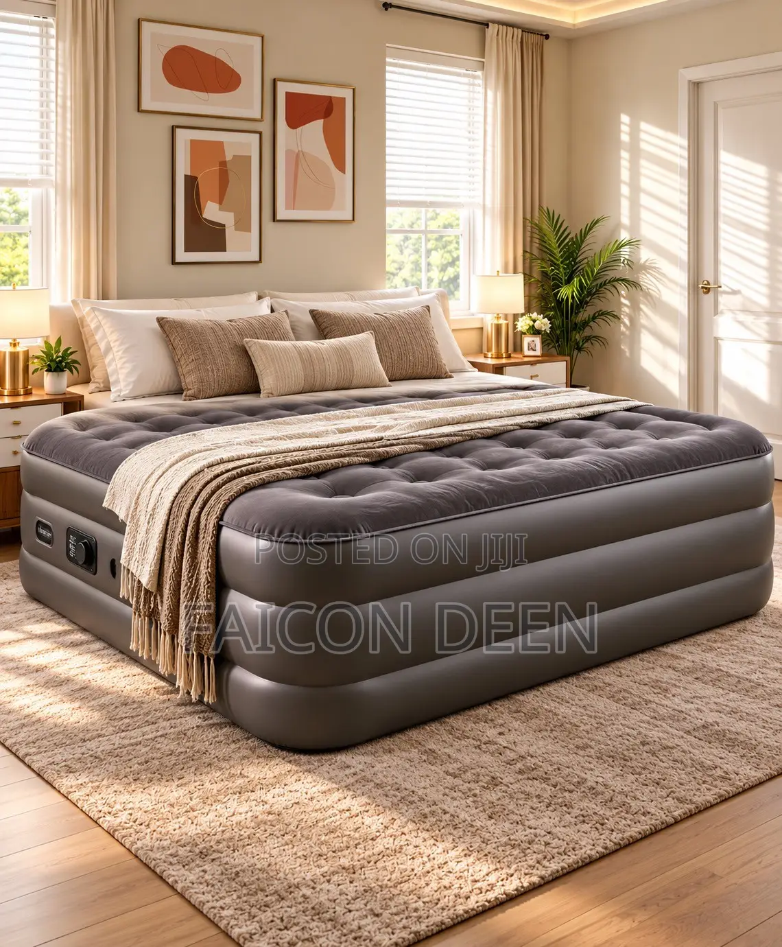 Powerful Automatic Inflation: Inbuilt Pump Double Size Air Mattress