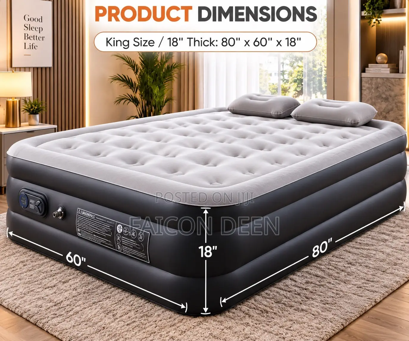 Sleep Like Royalty:Automatic Inbuilt Pump Double Size Air Mattress