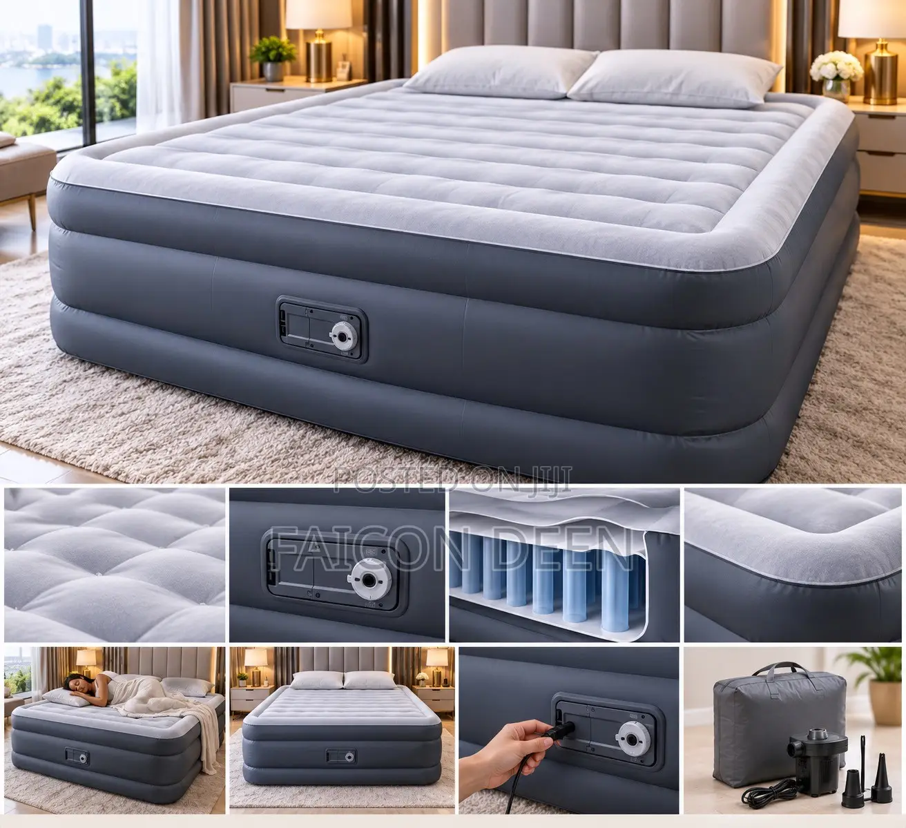 Experience Superior Rest; Double Automatic Inbuilt Pump Double Air Bed