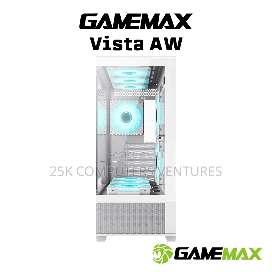 GameMax Vista White Dual Tempered Glass Panelling ATX PC