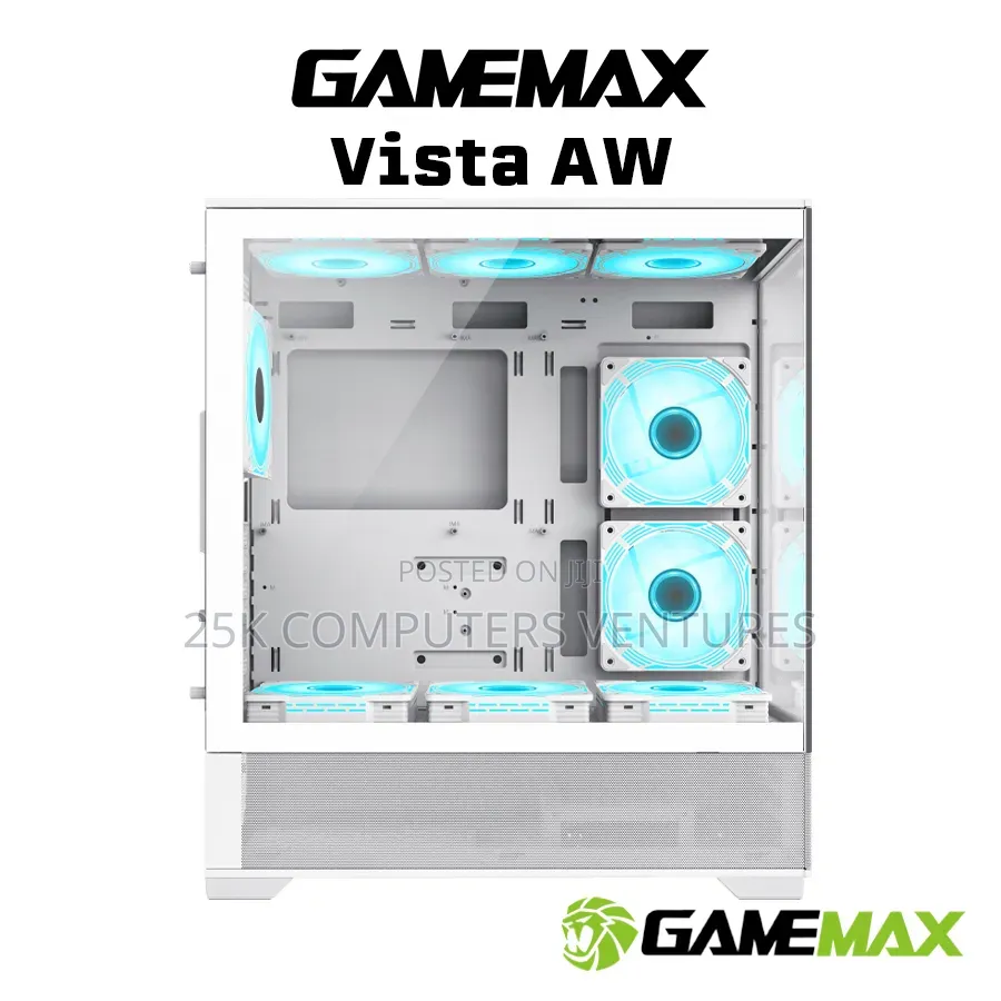 GameMax Vista White Dual Tempered Glass Panelling ATX PC