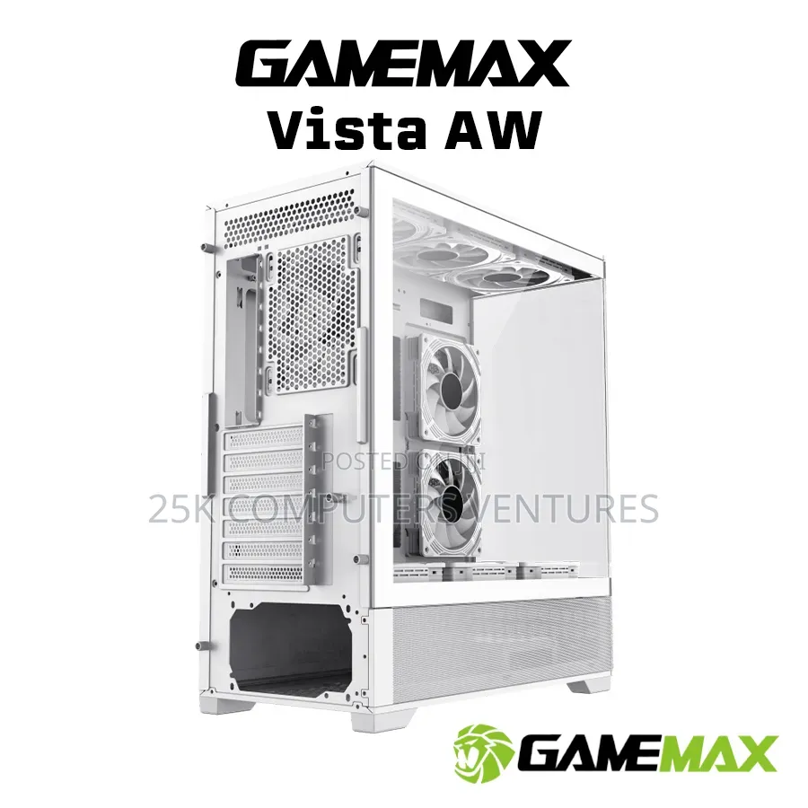 GameMax Vista White Dual Tempered Glass Panelling ATX PC