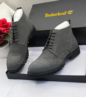 Grey Matte Leather Cap-Toe Ankle Boots With Black Lacesthick Lug Soles