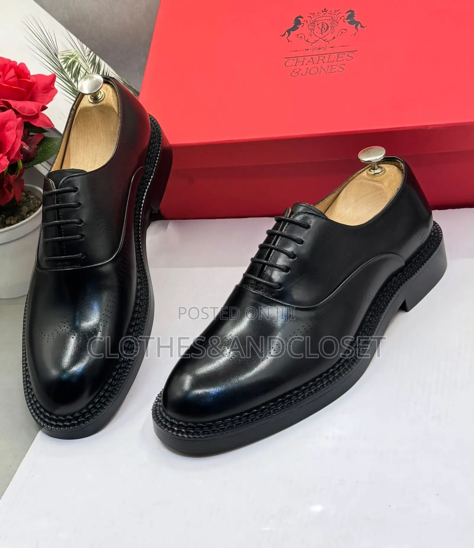 Black Leather Formal Lace-Up Oxford Shoes