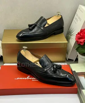 Black Leather Tassel Loafers With Wingtip Brogue Crocodile-Embossed