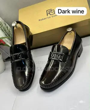 Dark Wine Leather Horsebit Loafers With a Glossy Finish.