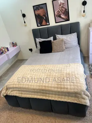 Slightly Used Double Bed Mattress With Bed Frame and a Side Carbinet