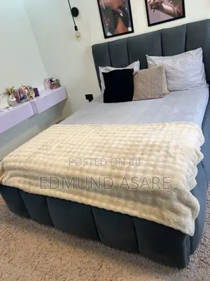 Slightly Used Double Bed Mattress With Bed Frame and a Side Carbinet