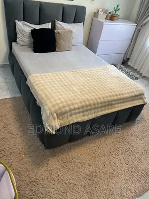 Slightly Used Double Bed Mattress With Bed Frame and a Side Carbinet