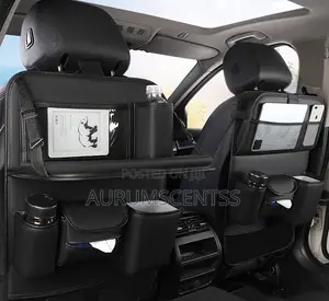 Car Backseat Organizer Leather With Foldable Tray