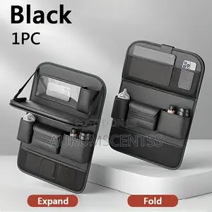 Car Backseat Organizer Leather With Foldable Tray