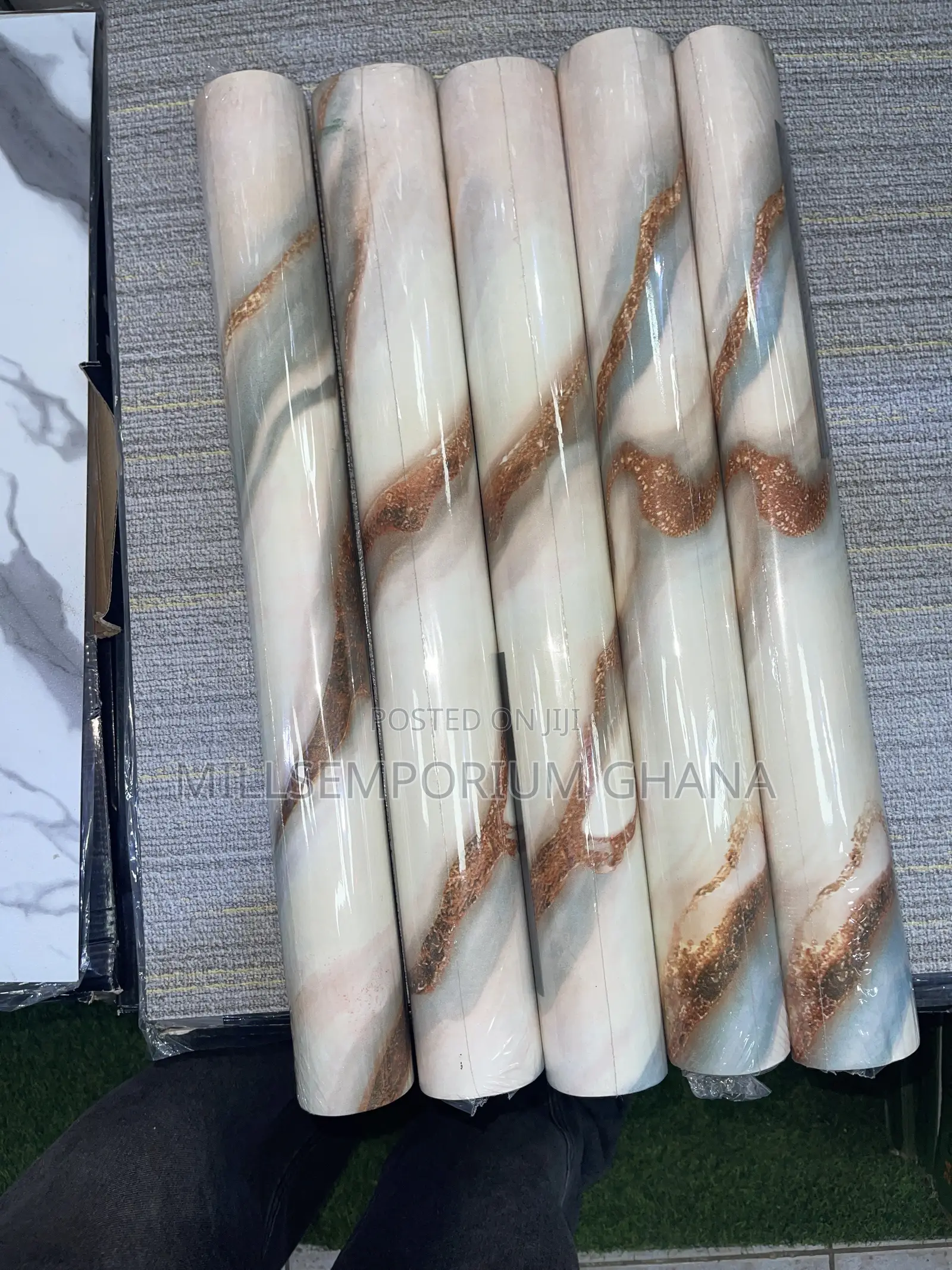 Premium White, Gold Blue Marble Wallpaper | Millsemporiumghana
