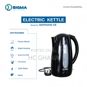 SIGMA 2.5L Plastic Electric Kettle Black