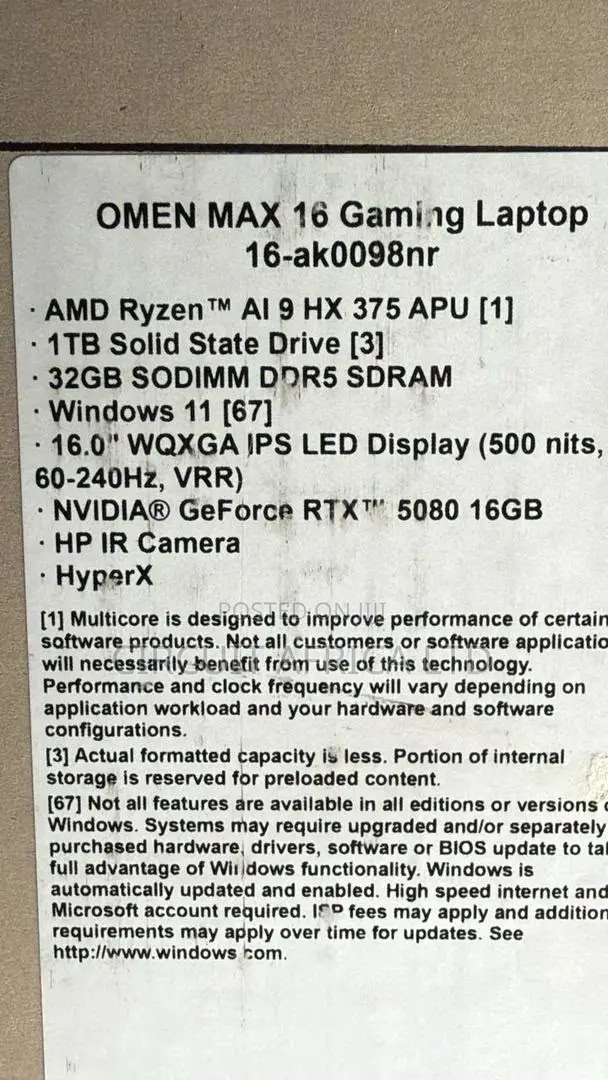 New Laptop HP Omen Max 16 32GB AMD Ryzen 9 SSD 1T