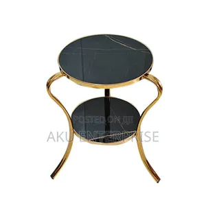 Modern Gold Round Glass Coffee Table, Centre Table