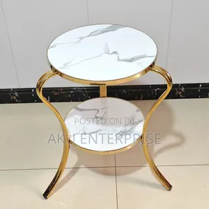 Modern Gold Round Glass Coffee Table, Centre Table