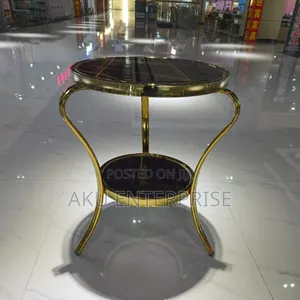 Modern Gold Round Glass Coffee Table, Centre Table