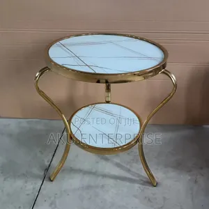 Modern Gold Round Glass Coffee Table, Centre Table