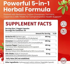 Berbrine Complex With Cinnamon, Cayenne Pepper,Tumeric & Milk Thistle