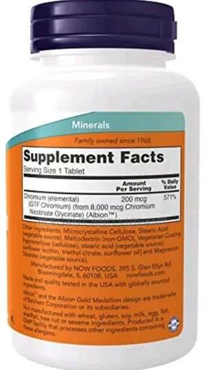 GTF Chromium, 200 McG, 250 Tablets