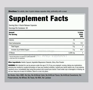 D-Ribose Capsules 3200mg | 120 Count
