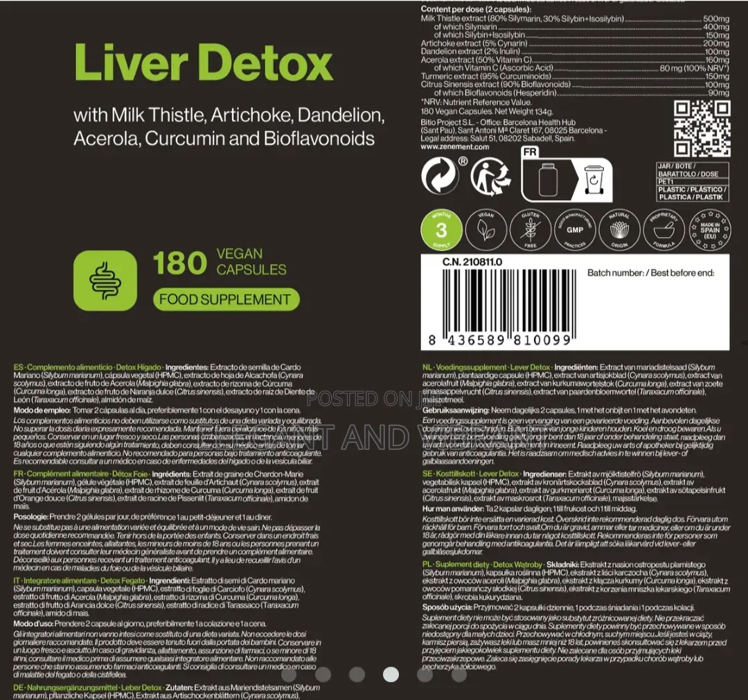Liver Detox With Milk Thistle, Artichoke, Dandelion,& Bioflavonoids