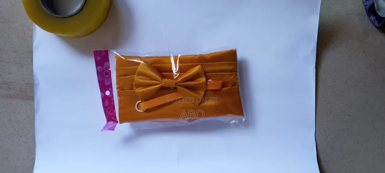 Bow Tie With 2 Pocket Square and Cummerbund Set