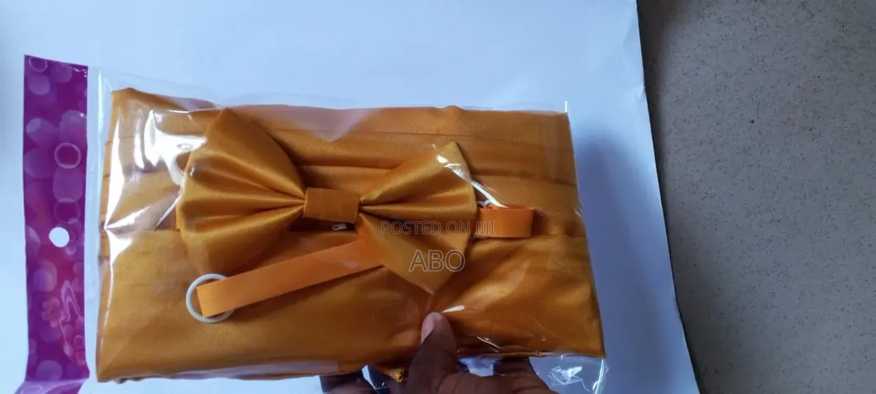 Bow Tie With 2 Pocket Square and Cummerbund Set