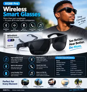 XG88 Pro Wireless Smart Glasses – Bluetooth Audio & Hands-Free Calling