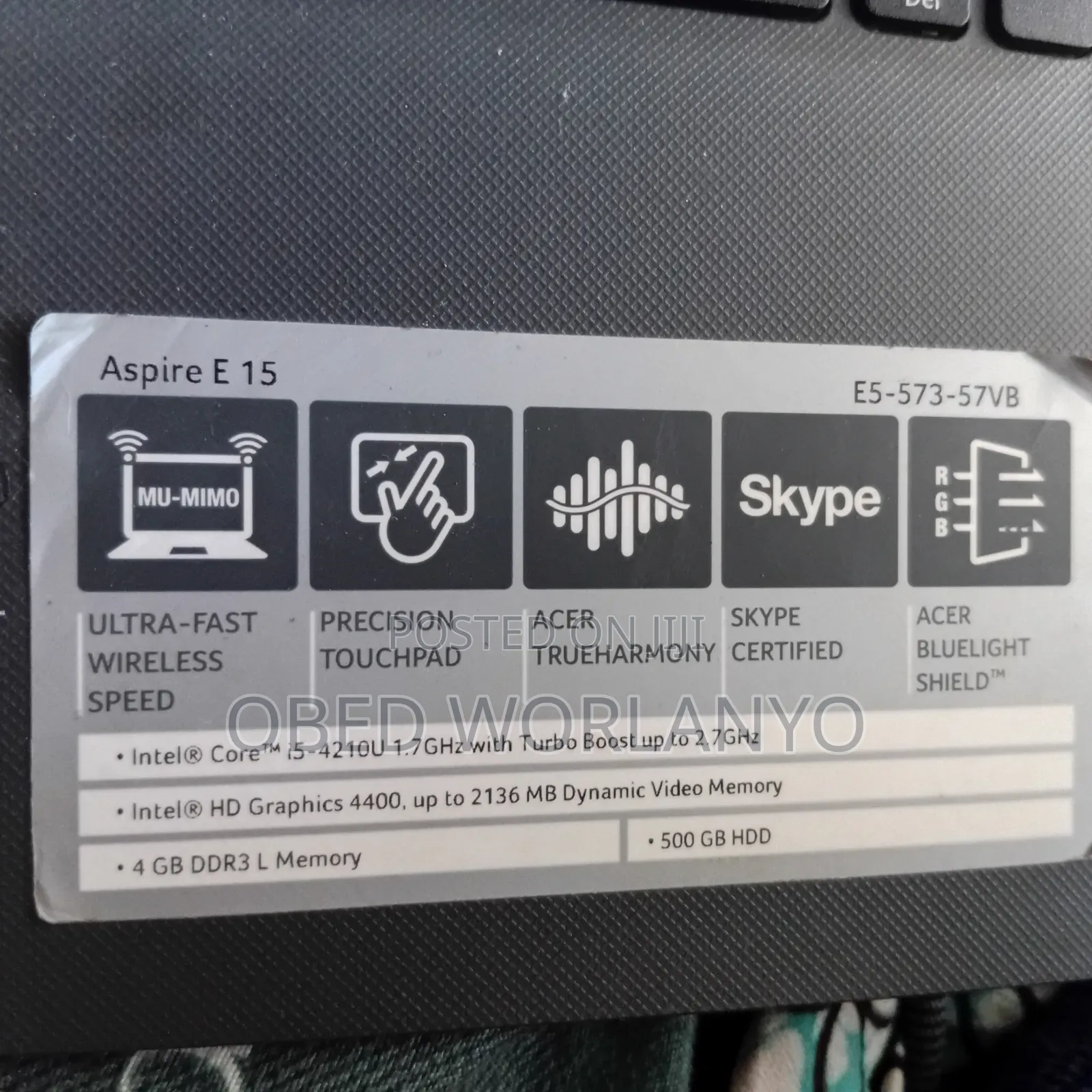 Laptop Acer Aspire E15 4GB Intel Core i5 HDD 500GB