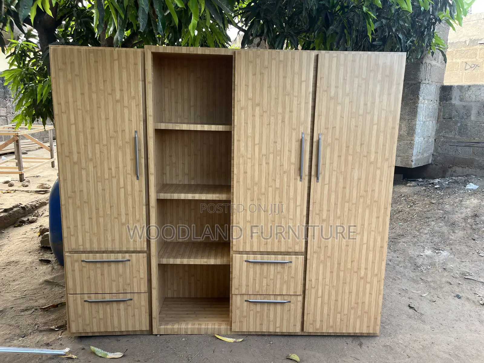 Modern Light Wood Multi-Section Wardrobe