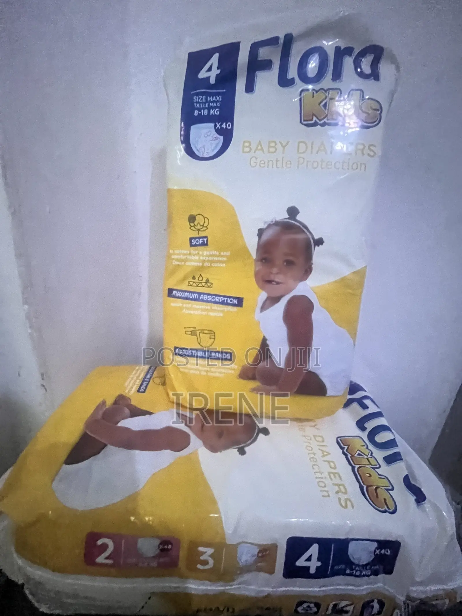 Flora Kids Baby Diapers Maxi Size 4, Taille Maxi