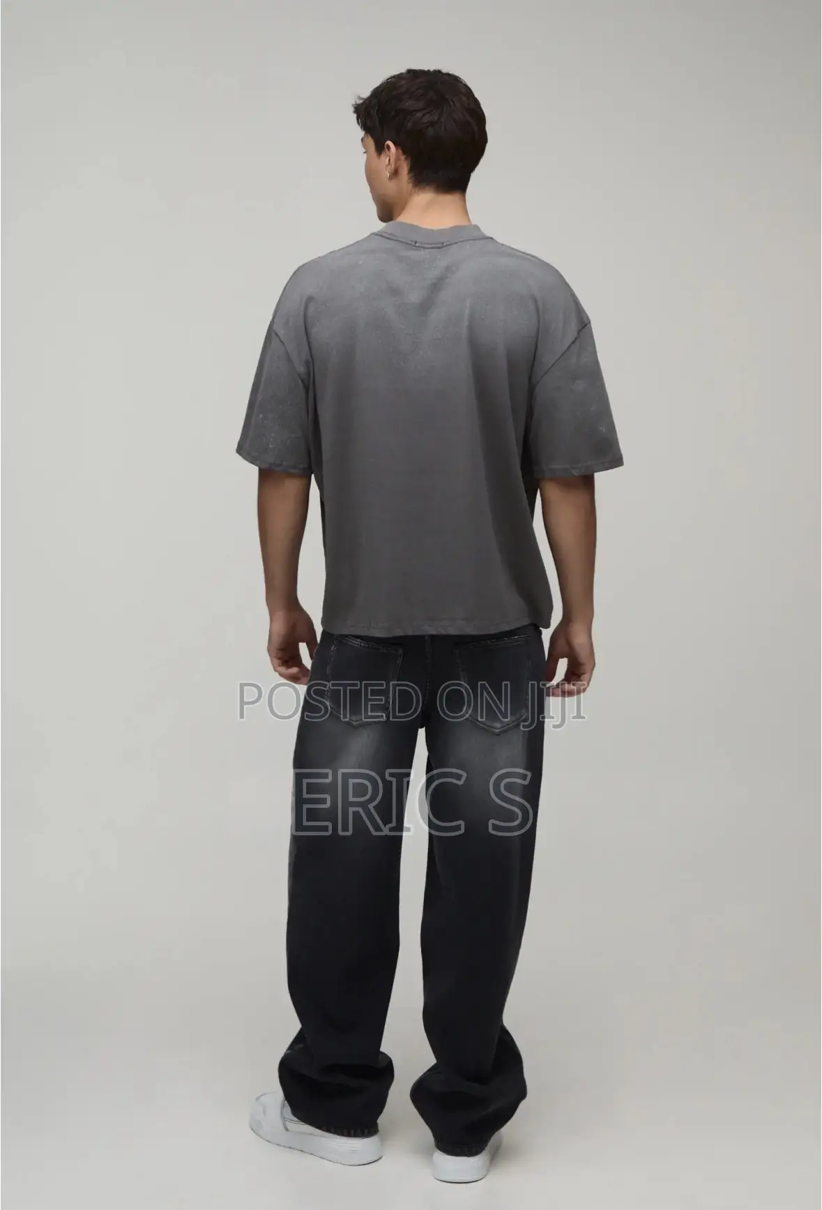 Charcoal Oversized Boxy Spray Wash Print T-Shirt