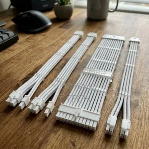 White Sleeved PSU Extension Cable Set for Gaming PC