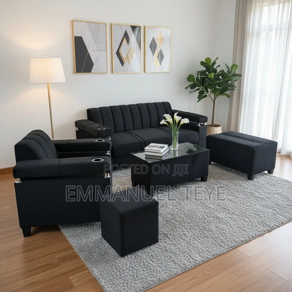 Black Luxury Family Set Sofa