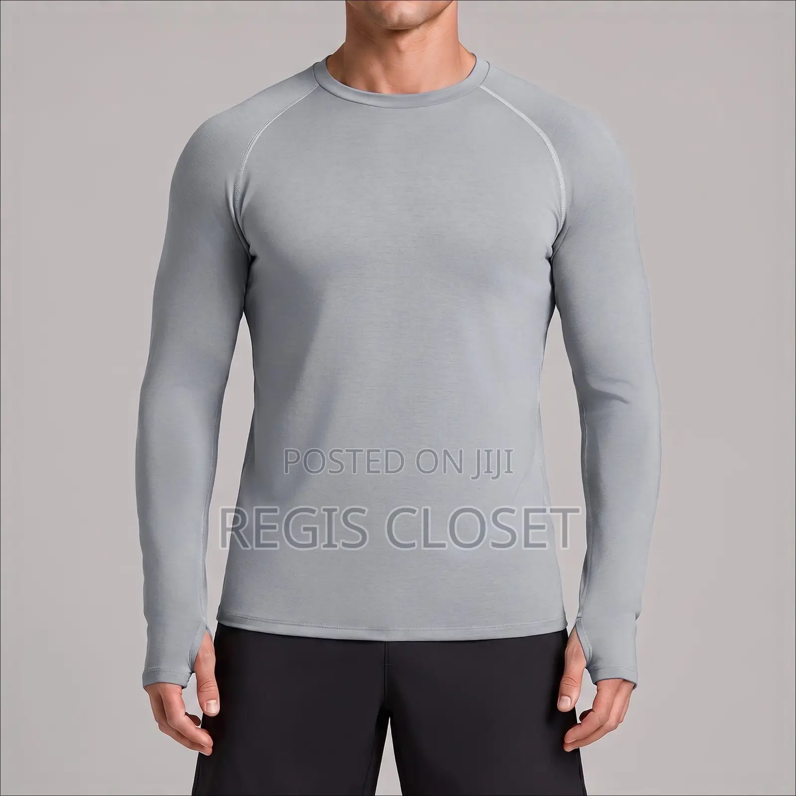 Long-Sleeve Workout Compression Shirt With Thumbholes – Fitness Top