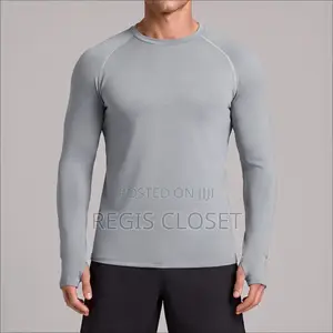 Long-Sleeve Workout Compression Shirt With Thumbholes – Fitness Top