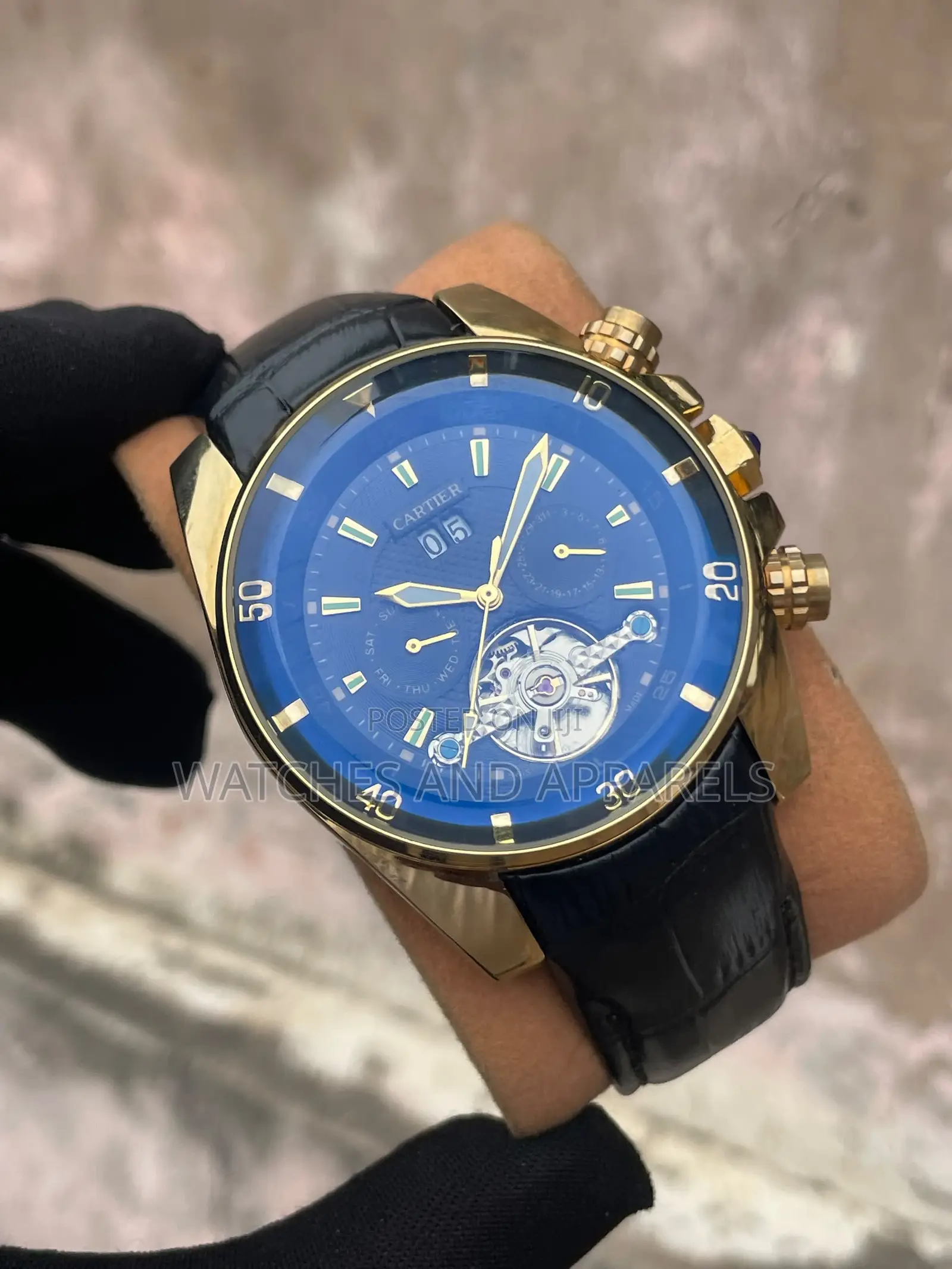 Cartier Leather Engine Automatic Watch