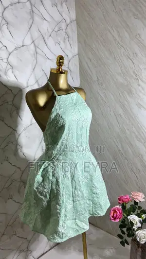Mint-Green Floral Halter Dress