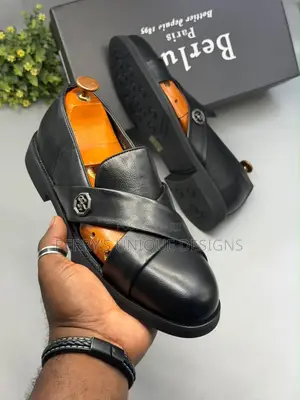 • Cross Strap Leather Loafers – Executive Men's Casual Shoes