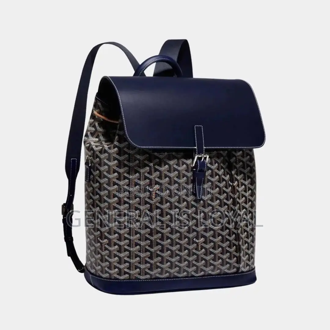 Goyard Alpin MM Backpack in Black Coated Canvas and Calfskin Leather.