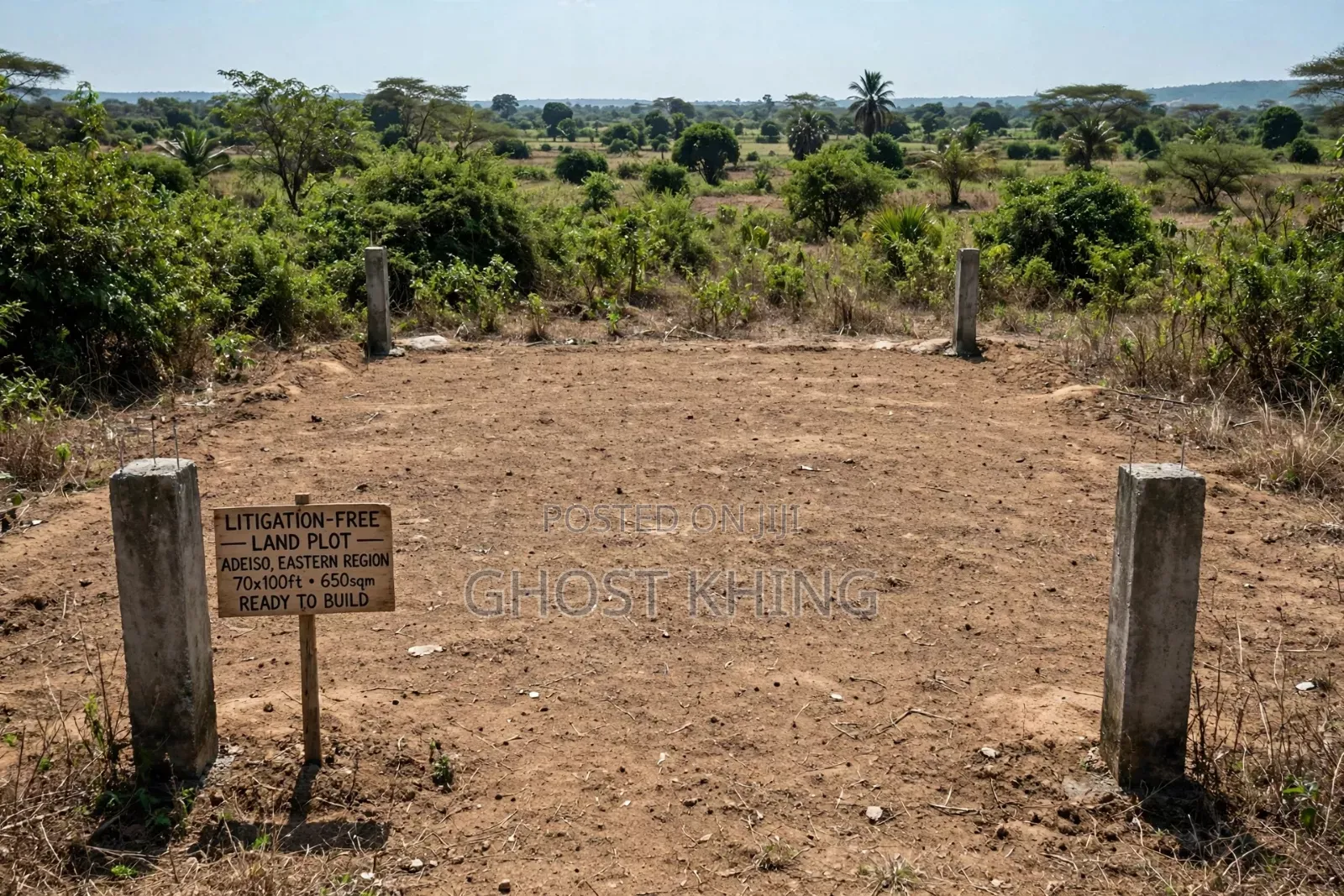 70x100ft (650 SQM / 7000 SqFt) Full Plot - Adeiso -