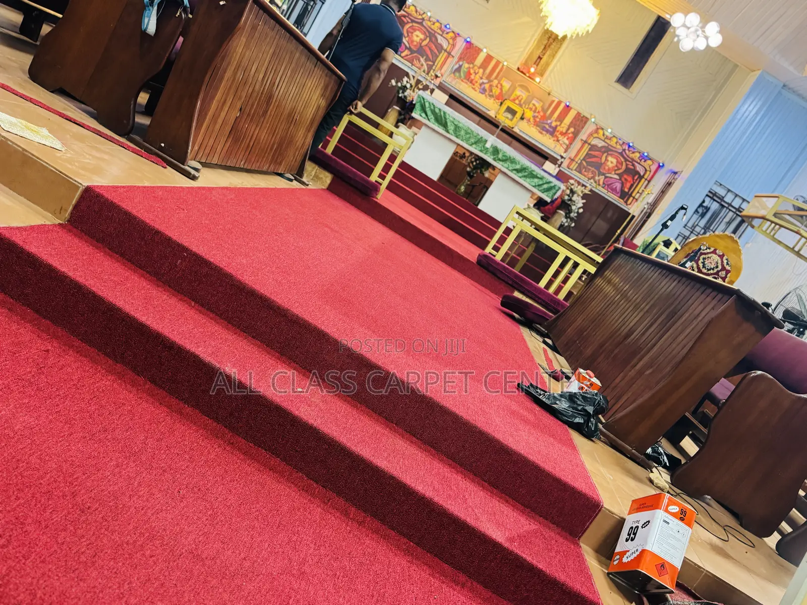 Red Wine Floor Carpet for Church Auditorium