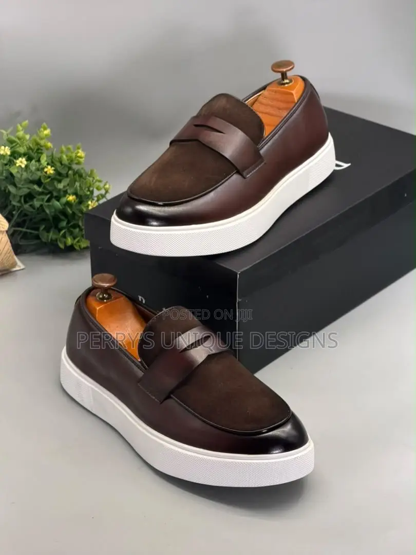 Executive Men's Brown Suede & Leather Slip-on Casual Loafers